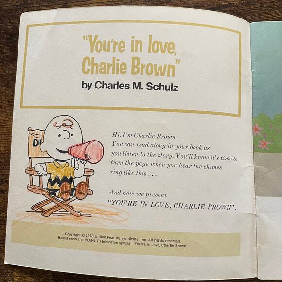 Charlie Brown Vintage 1978 RARE You're in Love Read Along Book & Tape Valentines - Picture 3 of 6